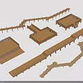Multiple Wooden Landscape Bridges 3D Models With Different Structures For Landscape Design 3d model
