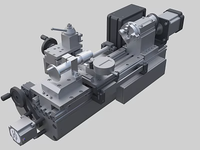 Modern Industrial Lathe Machine with Spindle Motor Tool Post and Stable Bed Frame 3d model