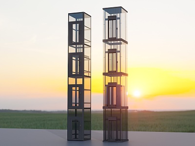 Sightseeing glass elevator 3d model