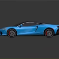 Blue Sports Car With Sleek Design Black Roof Red Wheels And Reflection