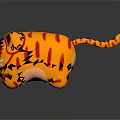 Traditional Orange Tiger Game Movie Character With Red Blue Decorative Patterns