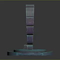 Red Wooden Door Entrance Gate With Purple Stone Frame And Blue Base