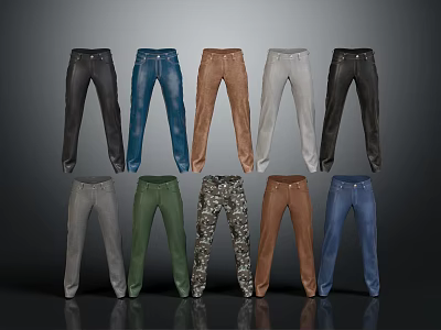 Fashionable Pants in Multiple Colors and Various Styles for Casual Daily Wear 3d model