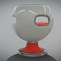 Modern Upholstered Accent Chair With Red Cushion White Round Base And Curved Backrest