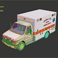 Toy Ambulance Model With White Body Orange Stripes And Red Emergency Lights