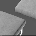 Two Modern Sofa Stools With Gray Cushions And Metal Frame Structure Design 3d model
