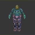 Game And Movie Character In Blue Futuristic Armor With Mechanical Structure Design
