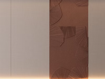 Modern Accent Wall With Brown Fan Shaped Texture And Light Colored Side Panels 3d model