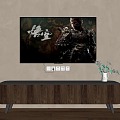 Silent Chinese Style TV Cabinet TV Black Wukong Flowers 3d model