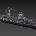 Battleship Warship Model Featuring Main Guns Turrets And Deck Structure 3d model