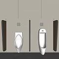 Modern Ceramic Urinals In Public Restroom With Beige Wall Panels And Clean Design