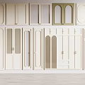 Various Style Cabinet Doors In White Beige With Arched Rectangular Designs Arranged On Wall 3d model