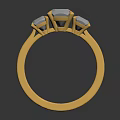 Trendy Gold Fashion Ring with Three Clear Gemstones for Modern Accessory Style