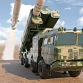 Military Functional Vehicle with Camouflage Paint And Multi Wheeled Launching Missile System