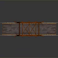 3D Model of Truss Bridge With Orange Steel Frame Gray Deck and Side Railings