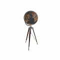 Wall Decor Featuring Black Gold Globe with Tripod Stand and Detailed Geography