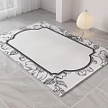 Light Colored Square Rug With Black Border And Floral Pattern On Tile Floor 3d model