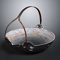 Vintage Commercial Equipment With Round Metal Handle And Rusty Surface Storage Bucket