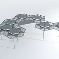 Modern Hexagonal Pergola With Metal Frame And Open Lattice Top Design 3d model