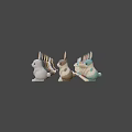 Colorful Rabbit Figurines in Assorted Colors Displayed on Black Background