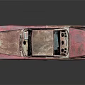 Rusty Red Vintage Car With Weathered Body Damaged Exterior And Abandoned Look