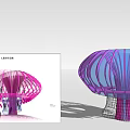 Purple Pink Umbrella Shaped Playground Equipment With Net Structure For Children Outdoor Fun