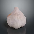 Fresh Whole Garlic Bulb With Natural Papery Skin And White Flesh