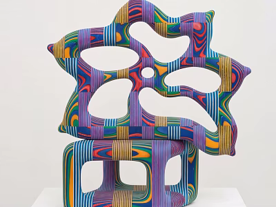Colorful Abstract Decorative Ornament Set With Geometric Shapes And Striped Patterns 3d model
