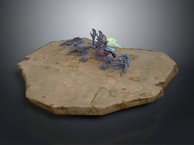 Fantasy Character And Creature 3D Model With Rocky Base And Glowing Features 3d model