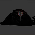 Dark Patterned Pirate Hat With Wide Brim And Decorative Badge 3d model