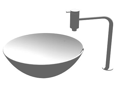 Round Modern Bathroom Washbasin With Sleek Surface And Long Arm Faucet 3d model