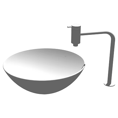 Round Modern Bathroom Washbasin With Sleek Surface And Long Arm Faucet 3d model