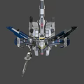 Game Movie Mecha Character With Silver Blue Gold Armor And Long Spear