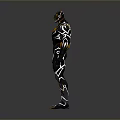 Futuristic Game And Movie Character With Green Armor And Orange Accents