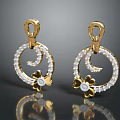 Delicate Golden Earrings Featuring Pearl Accents Moon Shape And Flower Details