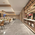 Modern Restaurant Interior Design With Spacious Dining Area Large Windows Tables Chairs And Buffet Counter