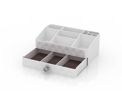 White Cosmetics Organizer With Multiple Compartments And Drawer For Makeup Storage 3d model