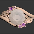 Rose Gold Twisted Band Ring With Large Opal And Pink Gemstone Accents