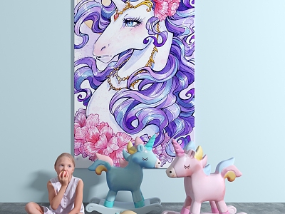 Modern Animal Painting Decorative Painting 3d model