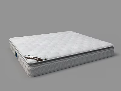 White Quilted Mattress With Wavy Edge Design For Comfortable Sleep Support 3d model