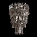 Elegant Crystal Chandelier With Multiple Hanging Crystal Strands And Sparkling Light