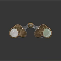 Vintage Brass Binoculars With Black Leather Cover And Clear Glass Lenses