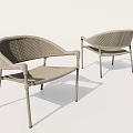 Modern Gray Outdoor Chairs With Woven Rattan Design Armrests And Sturdy Metal Legs