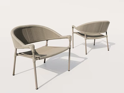 Modern Gray Outdoor Chairs With Woven Rattan Design Armrests And Sturdy Metal Legs 3d model