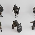 Game Movie Characters In Tactical Gear With Police Shields And Various Poses