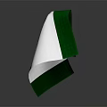 Folded White And Green Fabric Handkerchief With Shiny Reflection On Dark Background