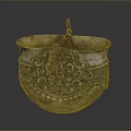 Traditional Intricately Carved Silver Vessel With Ornate Patterns And Small Decorative Handle