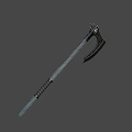 Medieval Battle Axe Featuring Wooden Handle Metal Blade Decorative Spikes And Green Gemstone