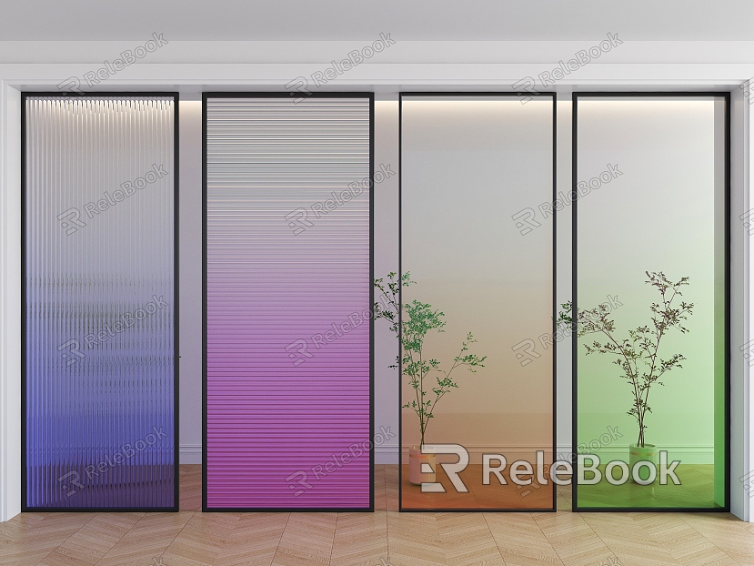 Modern Glass Partition Changhong Glass Partition Gradient Glass Living Room Partition Gradient Changhong Glass Partition Glass Screen Changhong Glass Partition model