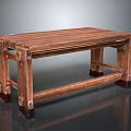 Sturdy Wooden Bench With Metal Joints And Vintage Industrial Style Structure